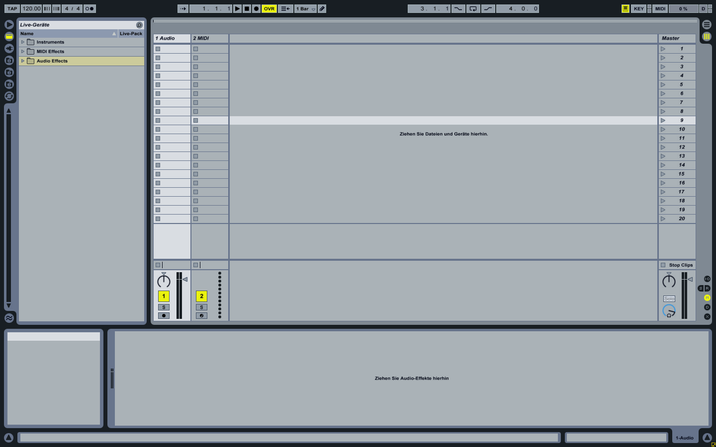 Digital audio workstation program interface