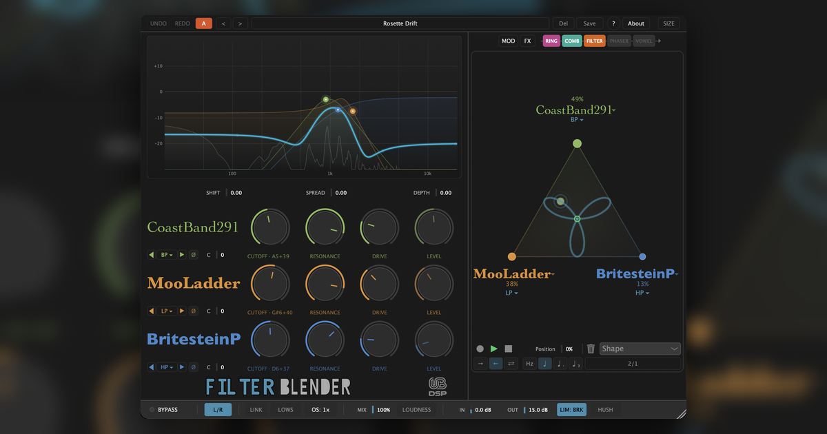 UB DSP Filter Blender plugin interface